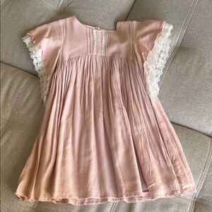 Louise Misha girls size 8 Blush Pink Lace-Trim Flutter Sleeve Dress